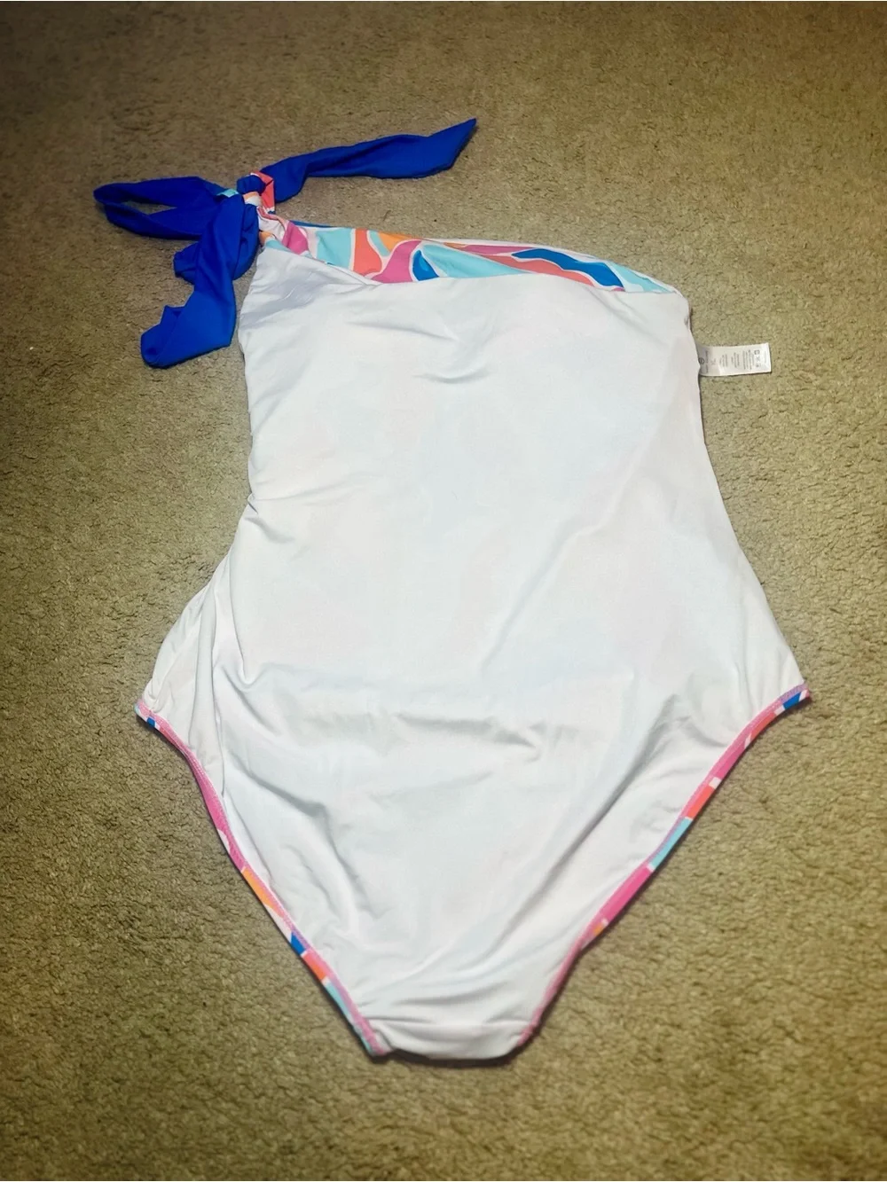 Mary Square Mia One Shoulder Bow One Piece Swimsuit XL EUC Resort Beach